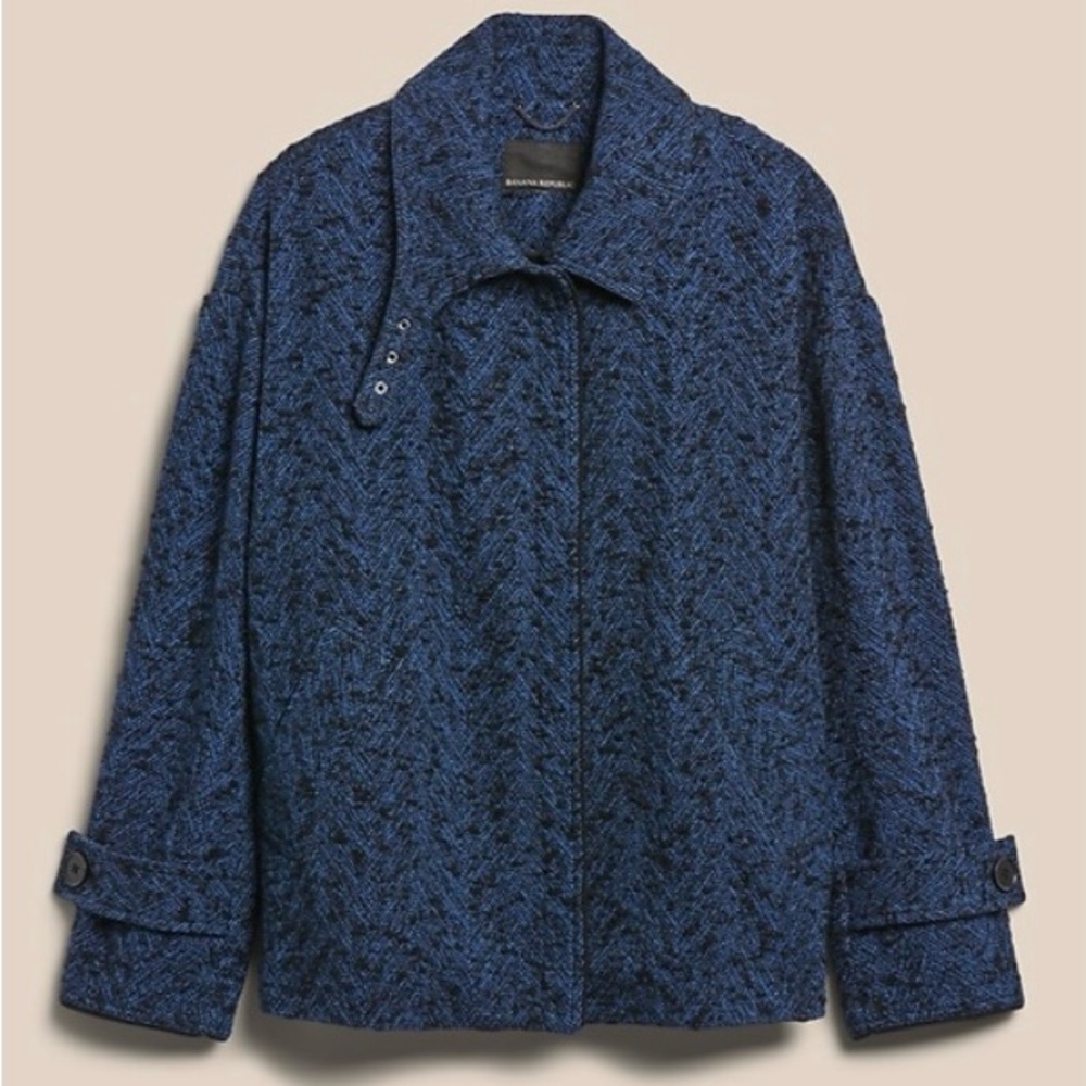 NWT | Banana Republic | Black / Blue Herringbone Jacket / Coat | Size XL